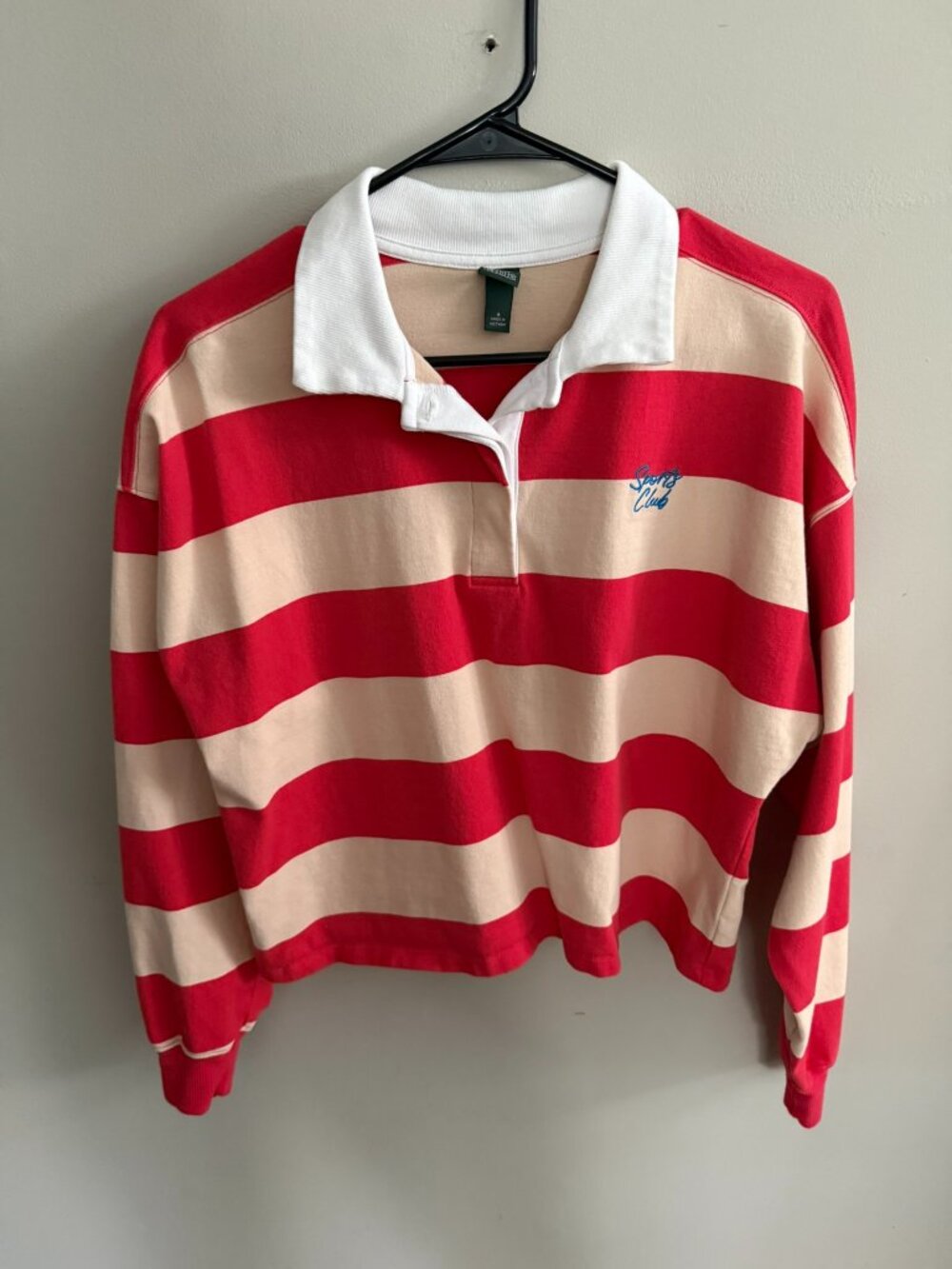 Wild Fable long sleeve red striped "Sports Club" collared shirt